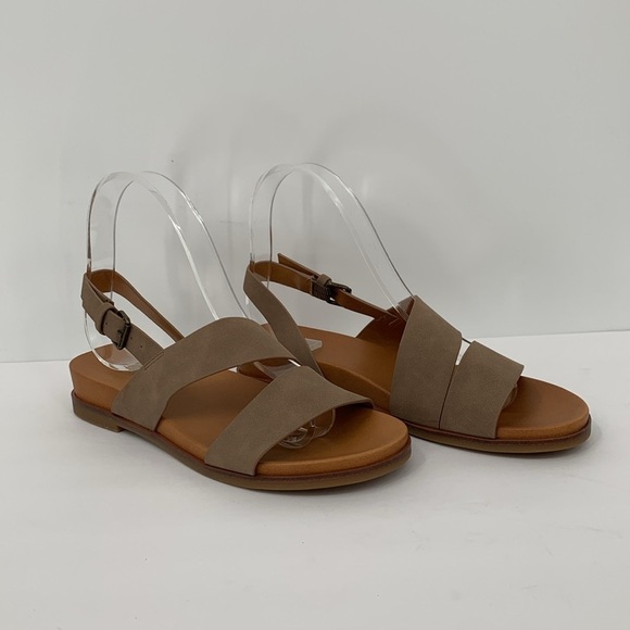 Market & Spruce Carlla Asymmetric sandal taupe tan shoe strappy flat brown new 6 - Picture 2 of 6